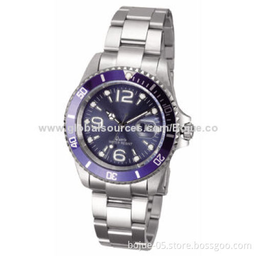 Quartz Stainless Steel Watch with Calendar, Date Functions, Silver Color